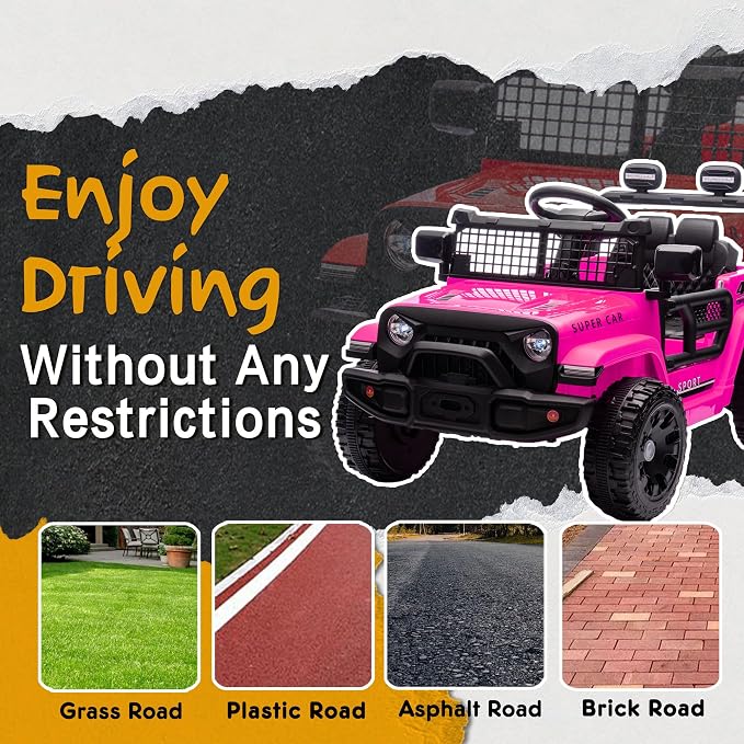 24V Ride On Jeep Car, Toddler Ride On Toys w/Parents Remote Control, One Seat Electric Car for Kids 2-4 with 4-Wheel Suspension, Bluetooth, Music, 1.86-3.11MPH Adjustable Speed, Pink