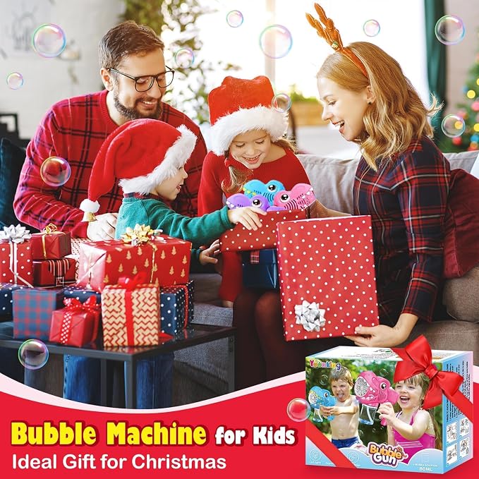 3PC Bubble Gun for Kids with 3 Bottles Solutions 13 Holes Turbo Mode Auto Bubbles Machine Birthday Gifts for Girls Kids Toys for Ages 3 4-8 Valentines Day Gifts Easter Xsmas Outdoor (Blue+Pink+Purple)
