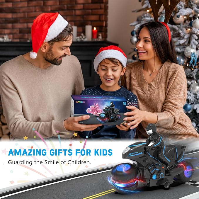 RC Motorcycle, Remote Control Motorcycle with RGB Wheels Lights - 360-degree Rotations, Drifts, High-Speed, RC Car Dirt Bike Toy for Boys 4-7 8-12 Years Kids