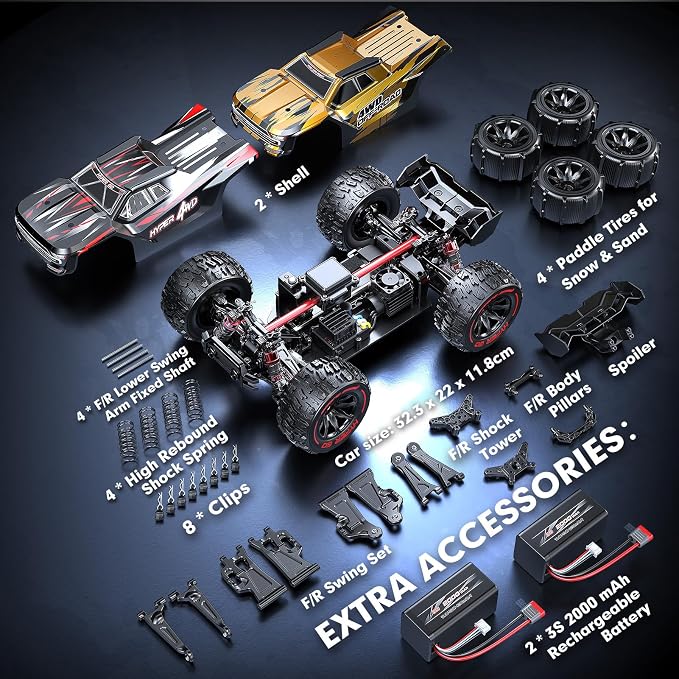 HYPER GO H14BM V3 1/14 Brushless RC Cars for Adults Fast 50 mph, RC Trucks 4X4 Offroad Waterproof, Electric Powered High Speed RC Car, Fast Extreme RC Truggy with 3S Battery for Snow Sand