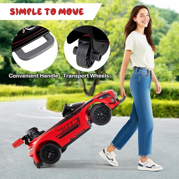 Costzon Ride on Car, 12V Licensed Mercedes-AMG GT3 Kids Car with Remote Control, 3 Speeds, LED Lights, Music, Wireless, Transport Wheels & Soft Start, Electric Vehicle for Toddlers Aged 3+ (Red)