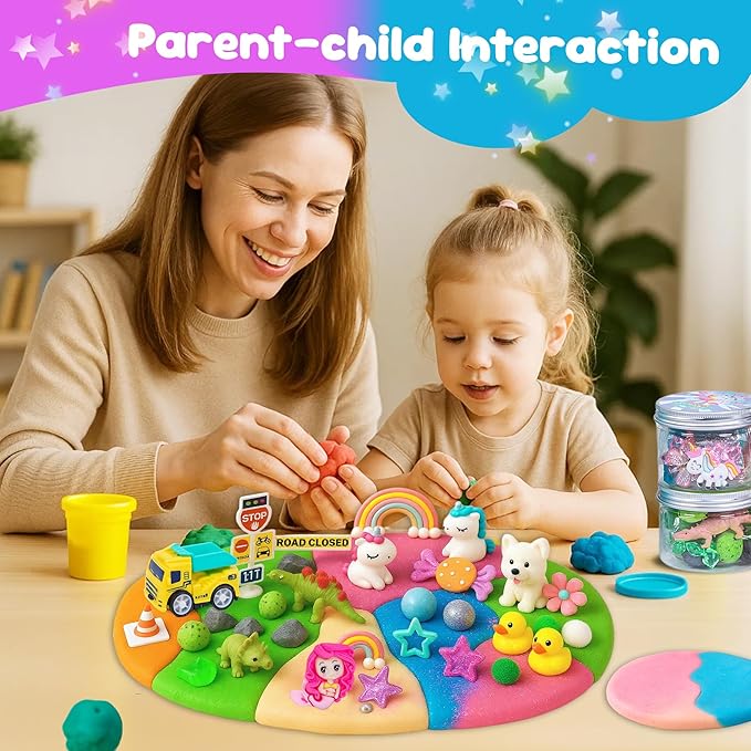 JOY SPOT! 8-Pack Play Dough Jars, Reusable Sensory Play Kit for Kids, Non-Toxic, Educational Creative Playdough,Birthday Valentines Gift,Party Favors, Goodie Bags, Boys Girls Home Preschool Classroom
