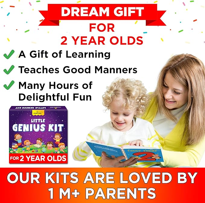 Learnabee Toys for 2 Year Old Boys/Girls | Gift for 2 Year Old Kids | Board Books and Fun Activities |Learning and Educational Toys & Games (1 Box Set)