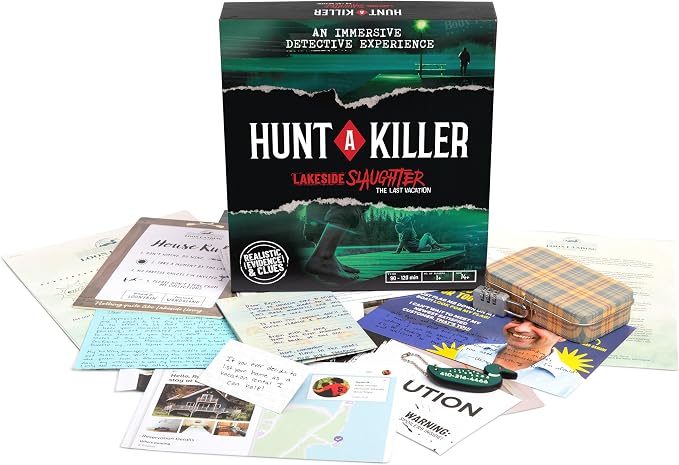 Hunt A Killer: Lakeside Slaughter, Immersive Murder Mystery Game, Interactive Crime Solving Experience, 90–120 Min Playtime, Ages 14+, Gifts for Mom
