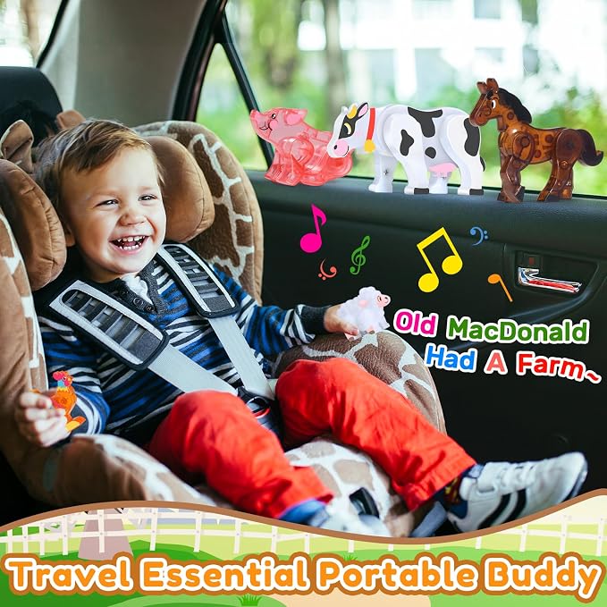 Oriate Magnetic Tiles 3D Animal Farm Toys, 5pcs Farm Animals for Kids, Movable Joints Animal Toys Suitable for Kids Magnetic Blocks Building Magnet Tiles, STEM Educational Construction