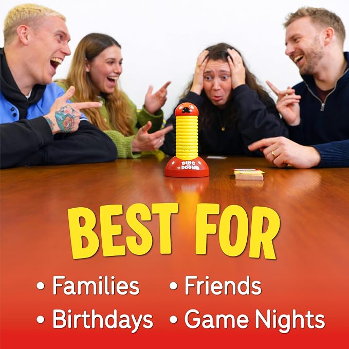 Lucky Egg Ding Or Doom – Fast-Paced Buzzer Party Game for Kids, Teens & Adults – Quick Thinking Category Game with 200 Prompts – Fun Family & Party Game Night Game for 2+ Players (Ages 12+)