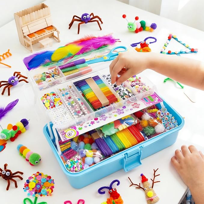 Bobbie Art Arts and Crafts Supplies for Kids- Ultimate Crafting Supply Carboodle in Portable 3 Layered Plastic Art Art Crafting Kit Birthday Gifts for Kids