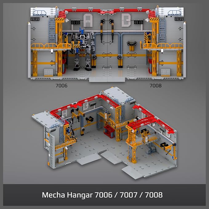 MyBuild Mecha Hangar 7006 with Mech – Robot Building Kit, Modular Mecha Base & Multi-Level Display System, Maintenance Bay for Mech Builds, Compatible with 7007 & 7008, Ages 16+