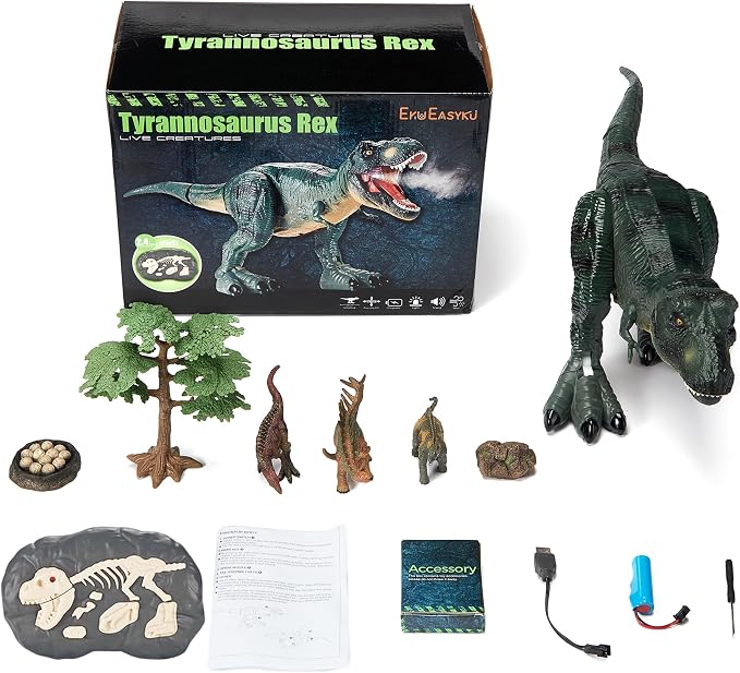 21inches Large Remote Control Dinosaur Toys Sound, Light, Roaring, Mist Spray, Realistic Walking T-Rex RC Tyrannosaurus Dinosaur Toys for Kids Boys Girls 3-10 Years Old