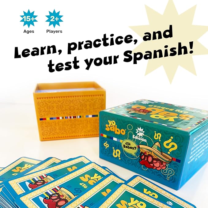 Yo Sabo: Edition 2 - Family Friendly Bilingual Card Game - More Cards, More Game Time - Learn Spanish with Cómo Se Dice, Trivia, & Hilarious Challenge Cards - 198 Cards