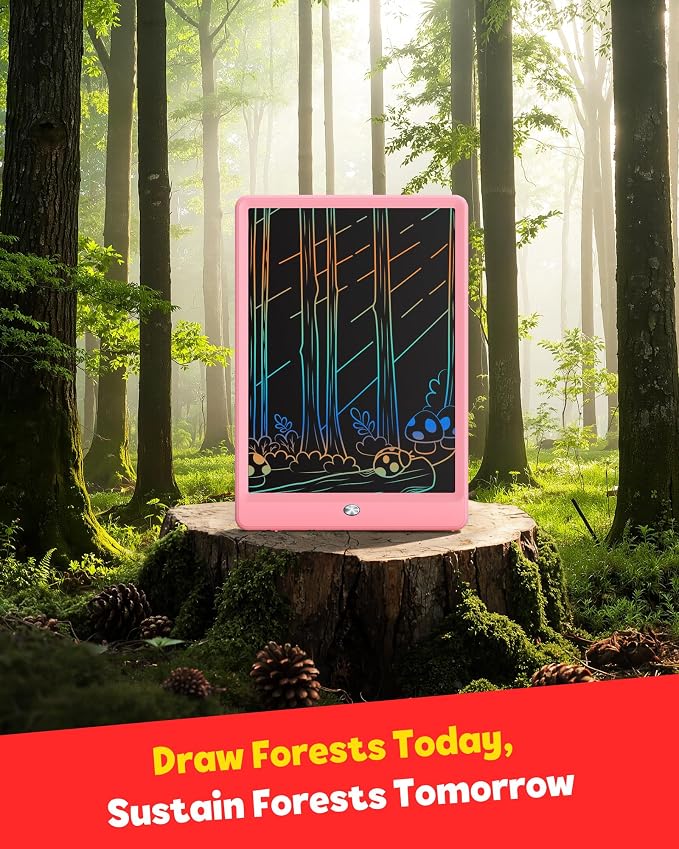 TEKFUN LCD Writing Tablet for Kids, 10-inch Coloring Drawing Pad, Mess Free Doodle Board, Christmas Gifts for Girls and Toddlers, Toys for 3 4 5 6 7 8 Year Old Boys (Pink) (Pack of 2)