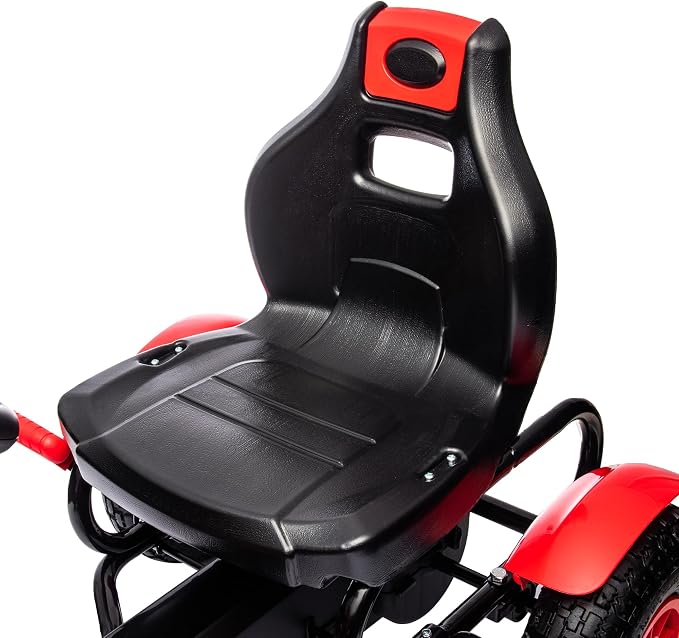 Aosom Kids Pedal Go Kart, Outdoor Ride on Toys with Adjustable Seat, Sharp Handling, Handbrake, 4 Non-Slip Rubber Wheels for Boys & Girls Aged 5-12 Years Old, Red