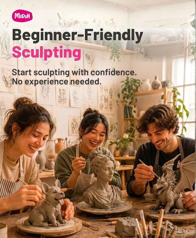Plasticine Oil Based Non Drying Clay - Gray, 2 Lbs - Reusable, EN71 & ASTM Certified, Non Toxic, Sulfur Free, Professional Plastilina Sculpting Clay for Adults and Kids