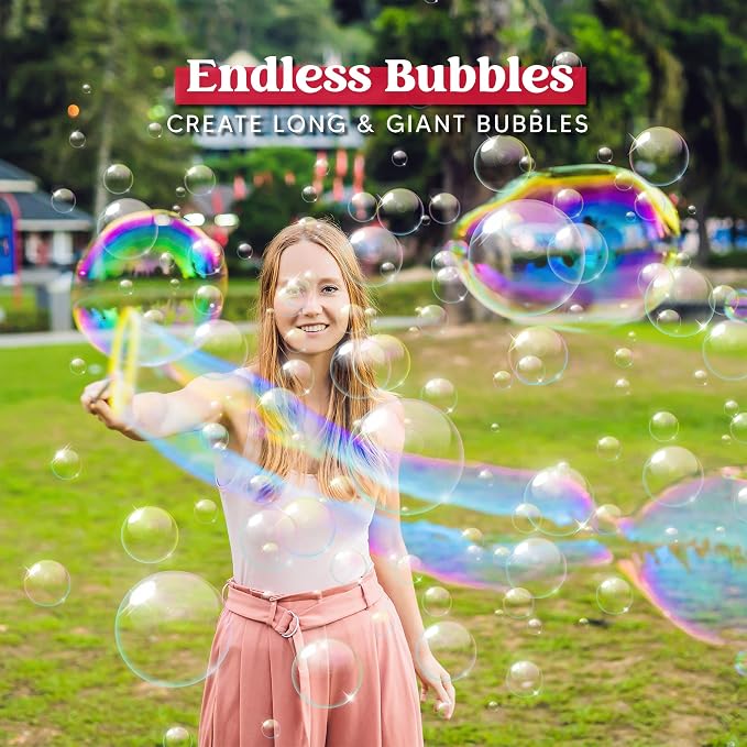 JOYIN Big Bubble Wands Set Bulk for Kids Summer Outdoor Toy Game Activity Party Favors, 18 Pcs Giant Bubble Maker with Tray, 12" Large, 6 Pcs Solution Suitable for All Age People