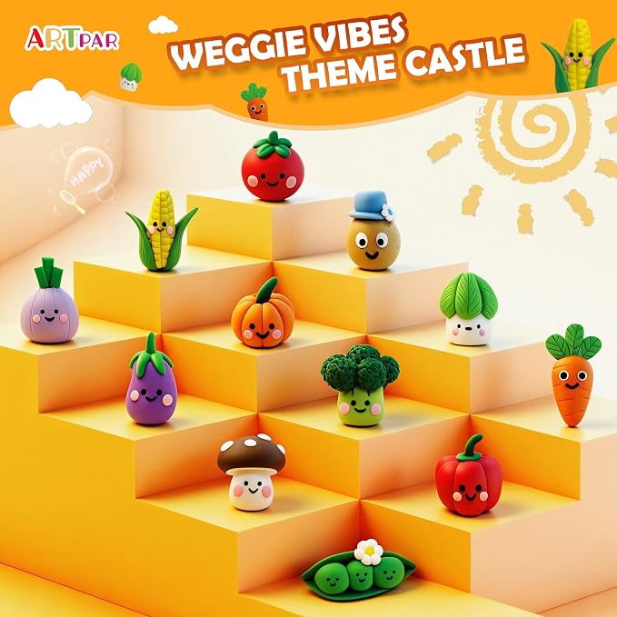 ARTPAR Air Dry Clay Kit for Kids - Vegetable Modeling Magic Clay Set, Soft & Non-Sticky with Tools & Tutorials, DIY Classroom Art Activities,School Crafts & Party Favors Birthday Festive Gifts
