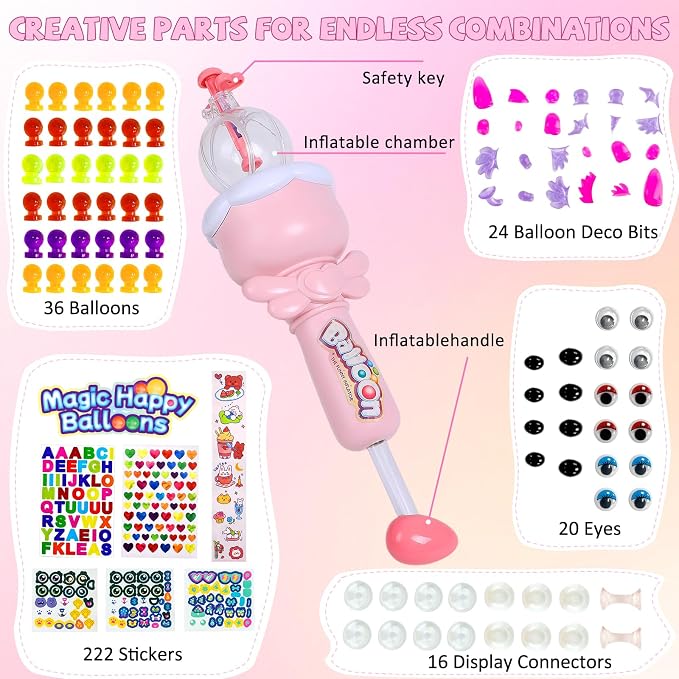 320PCS DIY Balloon Animal Kit with Pump, Craft Kits for Kids, Magic Balloon Craft Kit Birthday Toy Gifts for Kids Boys Girls Ages 3+, DIY Creative STEM Activity for 3 4 5 6 7 8 9 10 11 12 Years