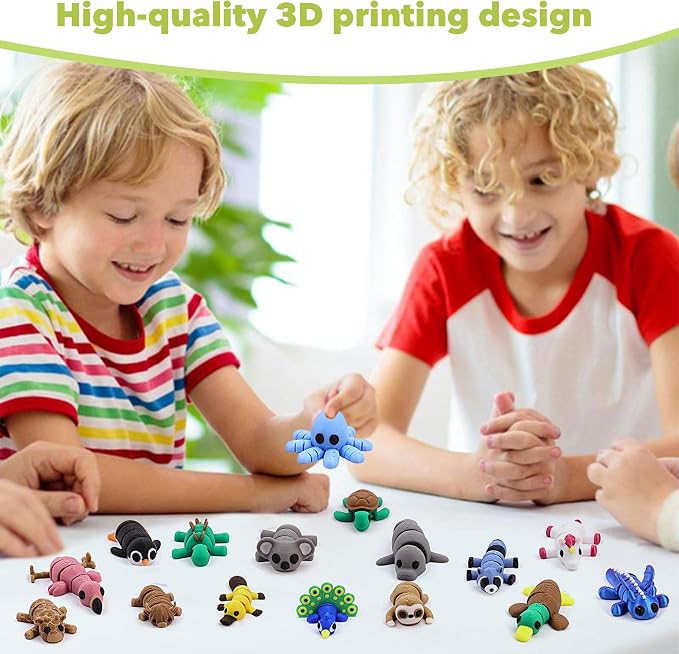 40 PCS 3D Printed Animal Figurines, Articulated Animal Figurines, Fidget Toys, Flexible Car Decor, Party Favor, Gifts for Girls and Boys, Office Desk Pets, Classroom Reward, Birthday Gifts