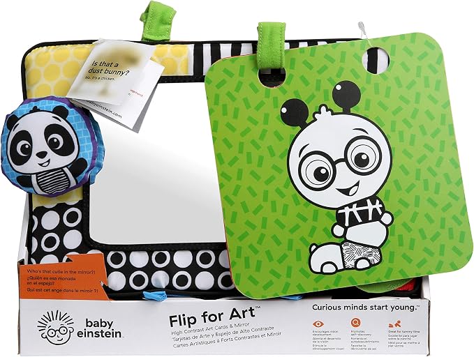 Baby Einstein Flip for Art High Contrast Floor Activity Mirror with Take Along Cards, Tummy Time Play, Newborn+