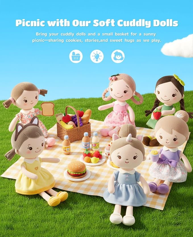 GAGAKU Soft Plush Baby Doll for Girls (12") - My First Baby Doll Gift for Girls, Toddlers & Infants, Machine Washable Rag Doll Toy - Forest Girl