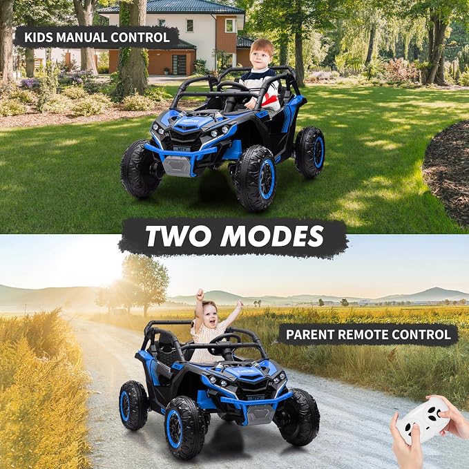Garvee 24V 2-Seater Kids Ride on Car with Remote Control 4WD Electric Truck, Ride on Toy Off-Road UTV with 4-Wheel Shock Absorber, LED Lights, Music