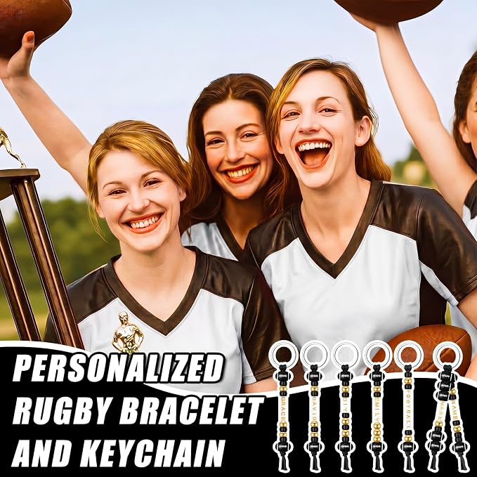 Landical 564 Pcs Football Keychain Making Kit DIY Football Bead Key Chain Craft Adjustable Sport Letter Bead Charm Sport Theme Party Favor Gift Backpack Accessories Holiday Decoration(Black Gold)