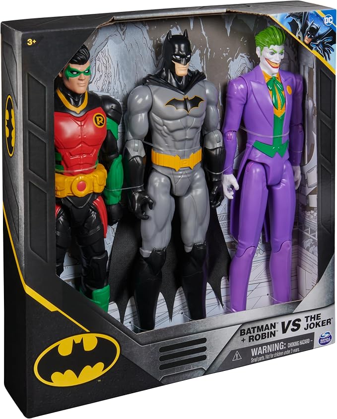 DC Comics Batman Action Figure Toys: Joker, Robin, and the Bat Man 12-inch Figures - Gotham City Edition, 11 Point Articulation - Super Hero Kids Gifts for Men, Boys & Girls