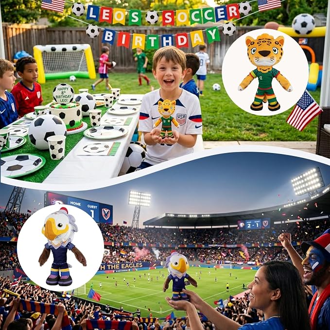 EOHX 3PCS Mascot Plush Toys, 12 Inch Soft Stuffed Animal Set, Merchandise for Kids, Football Fans Gift, Party Favors, Room Decor
