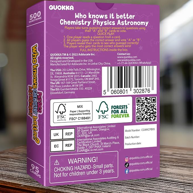 Board Games for Kids 8-12 – Family Card Games for Kids and Adults – Science Trivia Cards for Family Game Night – Who Knows Chemistry Physics Astronomy Better – Fun Card Game for Families and Teens