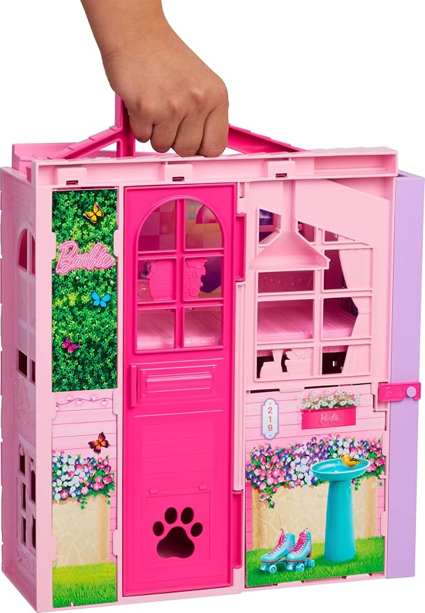 Barbie Weekend Escape House Playset with 10 Accessories Including Cookies to Bake, Kitten, 4 Play Areas, 2 Bunk Beds & 360-degree Play