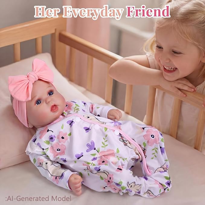 BABESIDE Lifelike Reborn Baby Dolls Dara - 20 Inch Realistic-Newborn Baby Doll Girl Handmade Real Life Baby Dolls with Clothes and Toy Accessories Gift for Kids Age 3+