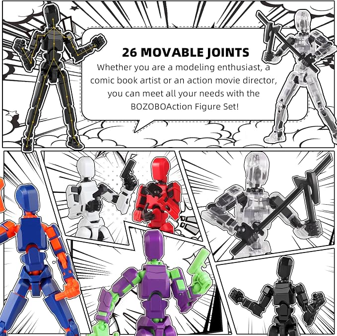 13 Action Figure Set, 6PCS T-Robot 13 Action Figure Titan 13 3D Printed Toys Articulated, for Modeling Enthusiasts Etc Birthday Gifts & Children's Day Gift for Kids 5-8 Years Old(Assembly Required)