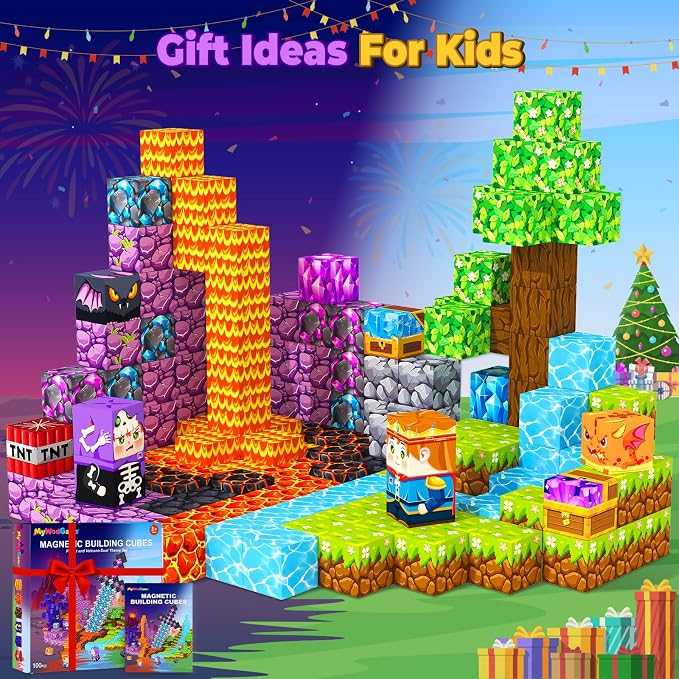 Magnetic Blocks Building Toys for 3 4 5 6 7 8 9 10 11 12 13 Year Old Boys Girls, Kids Magnetic Cubes Tiles Montessori Sensory Travel Magnet Toys Games Christmas Birthday Party Toddler Gifts