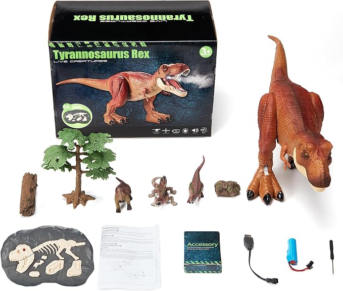 21inches Large Remote Control Dinosaur Toys for Boys Girls 3-10 Years Old RC Tyrannosaurus Dinosaur Toys Sound, Light, Roaring, Mist Spray, Realistic Walking T-Rex
