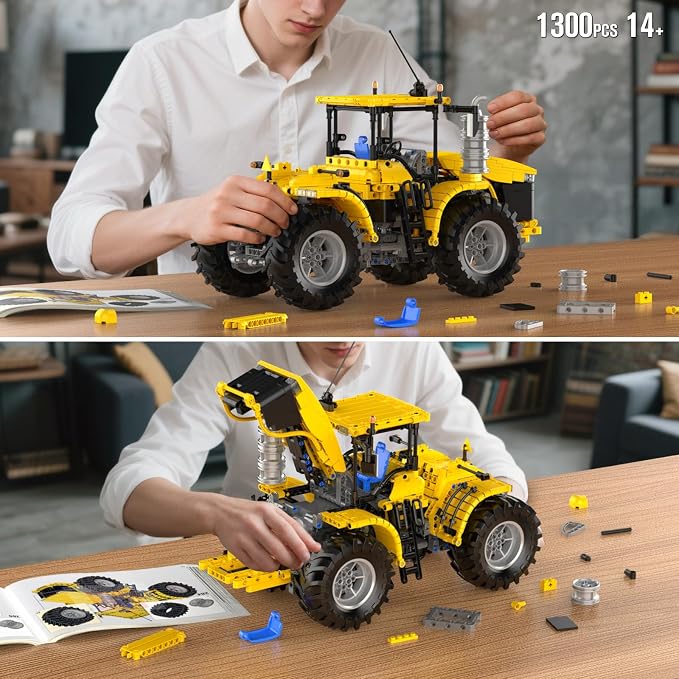 Mould King 17081 RC Technik City Tractor Building Sets, MOC Semi Construction Vehicles Farm Sets for Adults, 1401 Pieces Remote Control Tractor Model Set for Adult/Collections Enthusiasts