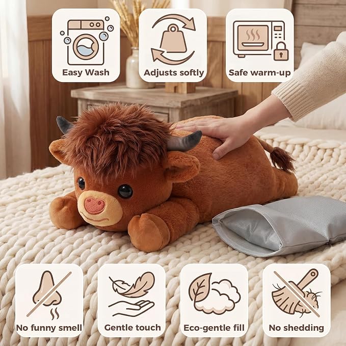 Mewaii Huggwaii Weighted Stuffed Animals with Microwavable Heating Pad - 5 lbs Adjustable, Heatable & Coolable Stuffed Animal for Realistic Hug, Removable Inner Pad, Plush Gifts for Kids (23 Inch)