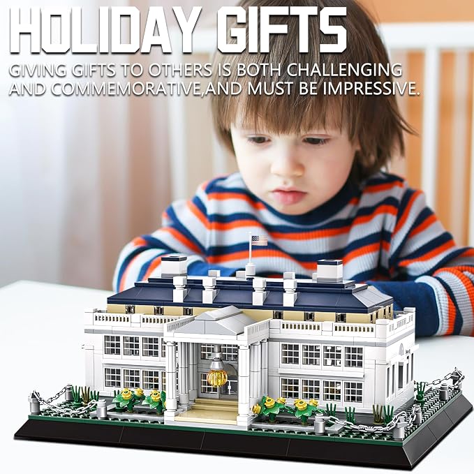 White House Architecture Building Blocks Set 894 PCS Washington D.C. Landmark Model Kit for Adults Teens United States Capitol Souvenir Gift Educational Construction Toy for Home Office Decor