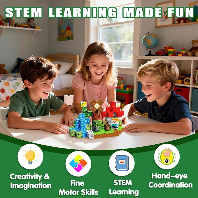 Magnetic Blocks, 100PCS Magnetic Building Blocks, Stacking Magnets for Kids, Sensory Toy for STEM Constructions Magnet Blocks for Boys Girls Age 3+, Christmas Birthday Gifts, Treehouse