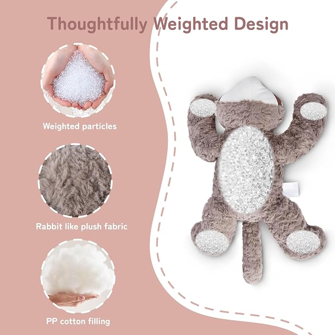 Niuniu Daddy Raccoon Weighted Stuffed Animals for Kids & Adults, 20" | 3.3lb Large Weighted Plushies Pillow for Sleeping and Calming, Cute Lying Plush Toy Huggable Gift for Everyday Comfort