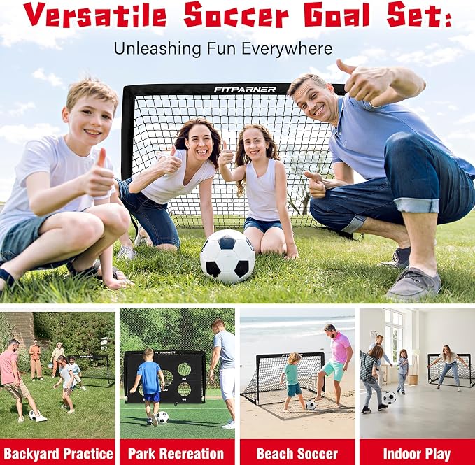 Soccer Goal,Backyard Soccer Goals for Kids 2 Pack,4x3/6x4 FT Portable Toddler Soccer Nets with Target,Ball & Cones,Soccer Training Equipment for Kids Youth Outdoor Games,Sports,Play