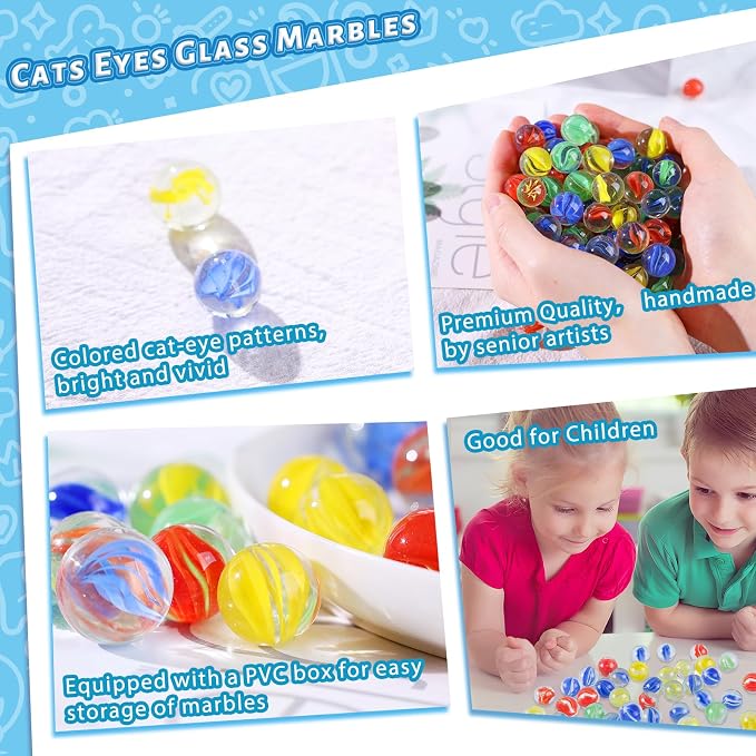 LovesTown 100PCS Glass Marbles Bulk, for Kids Marble Run Game, DIY and Home Decoration (Pack of 2)