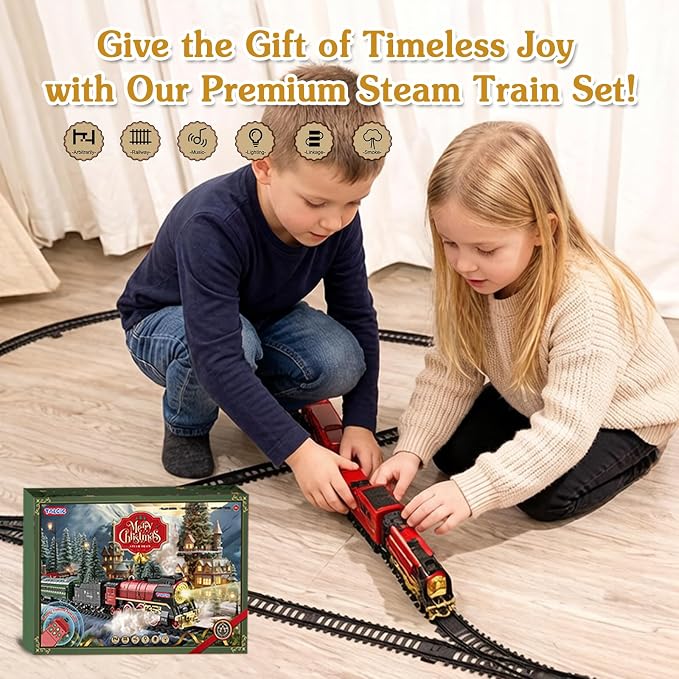 TALGIC Remote Control Train Toys for Boys with Steam, Lights and Sound, Fancy Tracks, Train Sets for Kids Ages 3 4 5 6 7 8+, Toddler Model Trains, Easter Basket Stuffers