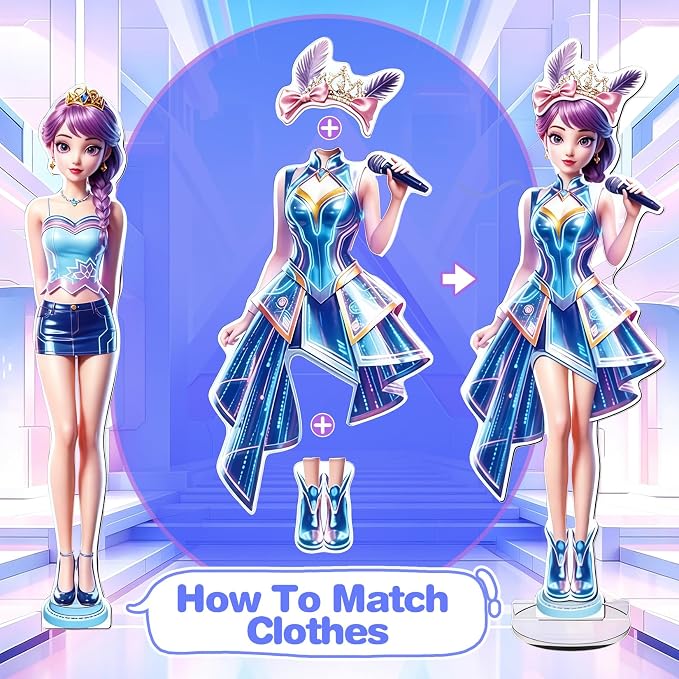 PainZieteg Magnetic Dress Up Dolls,Paper Dolls for Girls, Kids DIY Princess Magnetic Dress-Up Doll for Girl Birthday (Dress Up Box)
