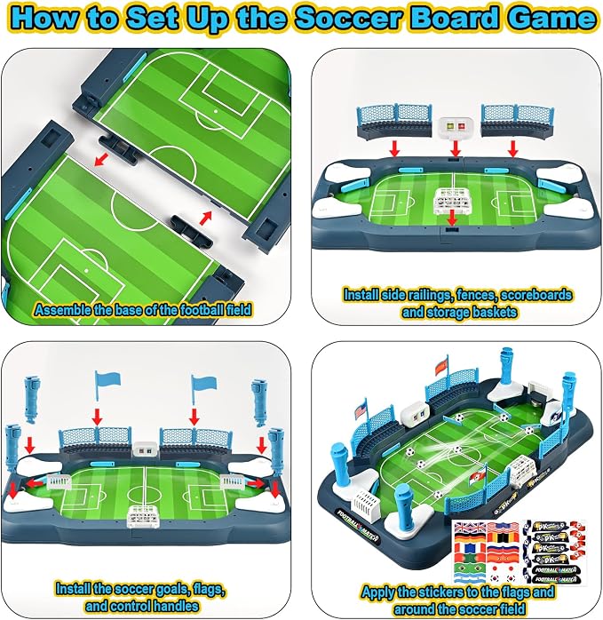 Mini Foosball Table Game for Kids - Soccer Board Game Toy for Boys Girls Ages 3-12, Interactive Tabletop Football Pinball Game & Finger Soccer Game, Indoor Family Party Sports Gift for Birthday