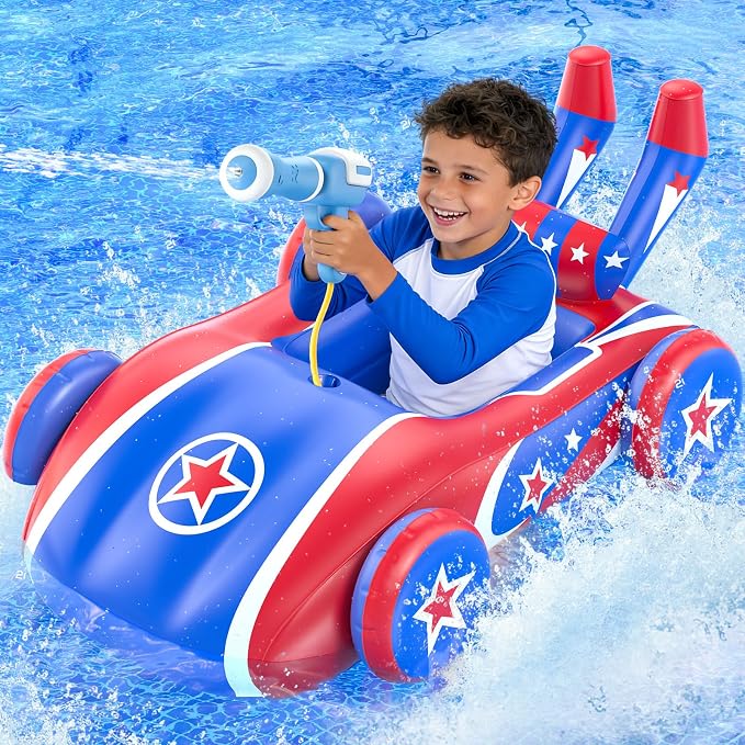 Kids Pool Floats with Water Gun, Toddler Inflatable Pool Toys for Kids Age 3-8 Years Old, Summer Outdoor Water, Beach, Swimming Pool Toys Gift for Girls