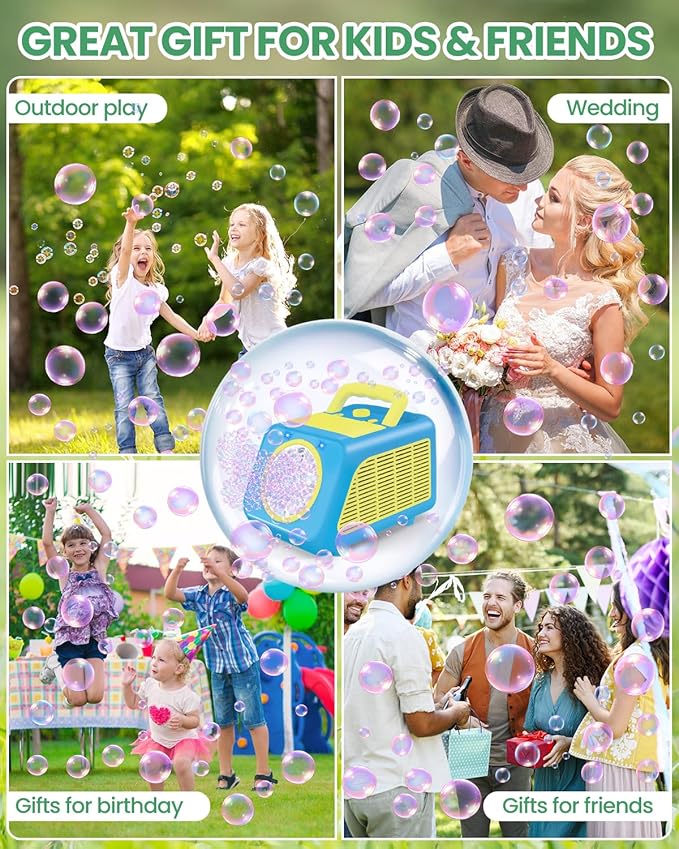 Bubble Machine Automatic Blower for Kids: Bubble Marker for Parties Battery Operated Bubble Machine for Toddlers | 20000+ Bubbles Per Min with 2 Speed Levels - Outdoor Toys for Birthday Wedding