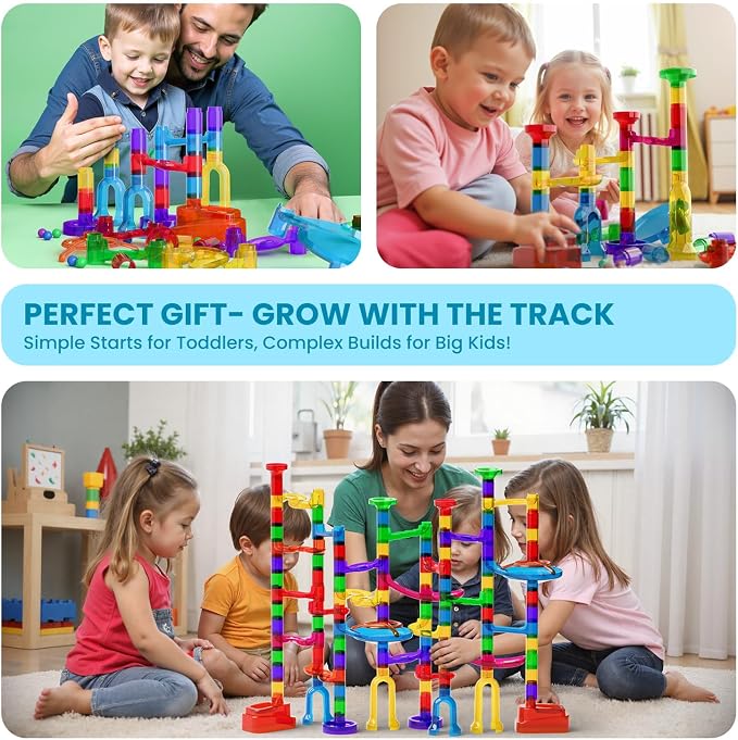 MaxTronic Marble Run, 150 Pcs Marble Maze Race Building Blocks Toy Game & STEM Learning Toys Christmas Birthday Gift for Kids Aged 3-12