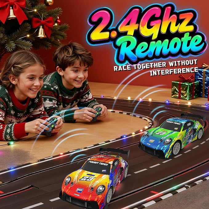 2 Pack RC Cars for Kids and Boys, Girls 4-7-8-12, Remote Control Car, LED Lights, 4WD Racing Cars,2.4GHz Dual Player, Colorful Graffiti Designs, Ideal Fun Easter Gift for Kids