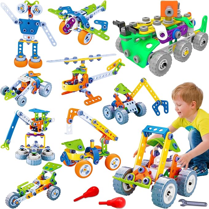 11 in 1 STEM Kits Building Toys for Kids Ages 4-8 5-7, Stem Toys for 4 5 6 7 8 Year Old Boy Birthday Gift, Educational Construction Set for Boys 4-6 6-8 5-8, Creative Learning Engineering Game