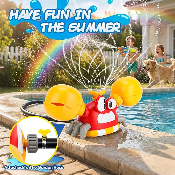 Water Sprinkler for Kids, Summer Outside Water Toys Attached to Garden Hose with 3 Spray Patterns & 4 Bean Bags for Toss Game, Kids Sprinklers for Yard Lawn Pool Games for Age 4-12 Yr Old Boys Girls