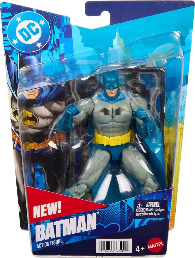 Mattel DC Premier 6.5 Inch Batman Action Figure Series 1, Detailed Super Hero Design, 22 Articulations & Fabric Cape, Weapon Stand & Accessories
